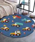 Non Slip Bedroom Circular Rug With Farm Tractor Pattern Round Area Rug For Living Room Or Bath Machine Washable 24 Inch Cozy Soft Polyester Easy Care Home Decor Mat