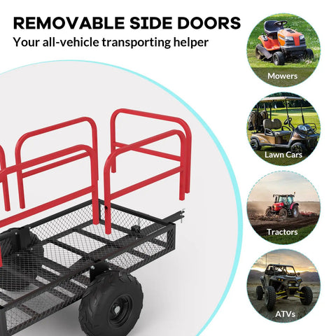 Heavy Duty ATV Utility Dump Trailer With 1700 Pound Capacity And 17 Cubic Feet, shown with removable side doors