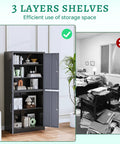 Heavy Duty Metal Storage Cabinet With Locking Doors And Shelves 71 Inch Tall Steel Garage Cabinet Built Tough For Home Office Workshop And Warehouse Powder Coated Finish Moisture Proof And Rust Resistant Secure Locking, 3-layer steel cabinet with open doors