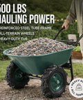Heavy Duty Dual Wheel Wheelbarrow Garden Cart With 500 Pound Capacity Extra Large Wheels Loaded with Gravel