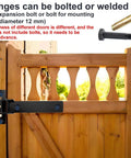 Heavy Duty Gate Hinges 13 Inch Load Bearing 900 Lbs installed on wooden gate with bolt and weld options