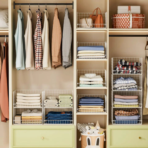 Stackable Closet Organizers And Foldable Storage Baskets Keep Your Wardrobe Looking Slick With These Spacious Clothes Drawer Bins In Fresh White.