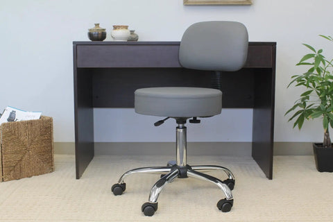 Be Well Medical Spa Style Adjustable Drafting Stool With Back Support, Ergonomic Gas Lift Office Chair, grey stool at desk