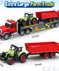3 In 1 21 Inch Semi Flatbed Truck Toy With Farm Truck For Toddlers And Kids Ages 3 4 5 6 7