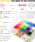 Starter Jewelry Making Kit With Thousands Of Polymer Clay Beads And Charms For Bracelets displayed with tools and bead variety
