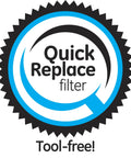 Seal logo "Quick Replace Filter Tool-free" on Under Sink Reverse Osmosis Water Filter Replacement Two Filter Kit