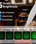 Brightness levels of Lit Cannabis Leaf Neon Sign for wall decor with dimmable USB LED light