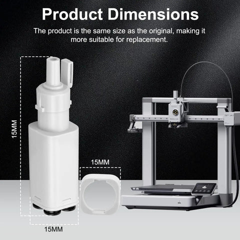 AMS Lite Filament Hub Five Way Switch Kit dimensions for A1 and A1 Mini 3D printers, showing adapter size and printer compatibility.