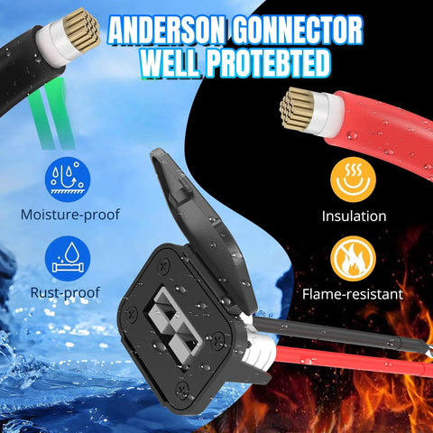 Battery Quick Disconnect Connector Kit With 8 AWG Wire Harness For Anderson Style Connectors, Easy Install Cable Plug For Car Winch, Trailer And Forklift, 600V Max, 50 Amp Capacity, black red connectors