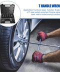 Beefy Metric T Handle Socket Wrench Set Rock Solid Vanadium Steel Spanners used for tire changes on a car.