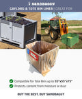 Heavy Duty White Gaylord Box Liners For Industrial Tote Bins Up To 55 By 55 By 75 Inches shown in use with contents.