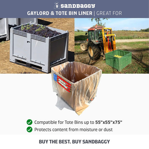 Heavy Duty White Gaylord Box Liners For Industrial Tote Bins Up To 55 By 55 By 75 Inches shown in use with contents.