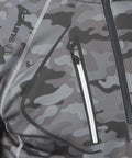 Close-up of Allendale Men's Half Zip Performance Pullover with Thermal Protection in Magnesium Camo Charcoal pattern.
