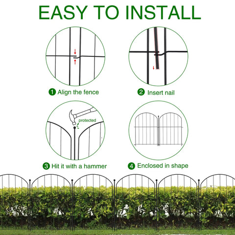 Installation guide for Garden Fence Panels Set Of 10 Arched Rustproof Metal Border Fence For Dogs And Pets No Dig Yard Edging