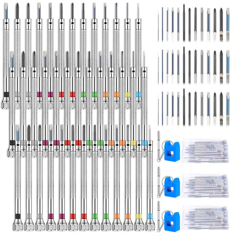 39 Piece Pro Grade Precision Watch Screwdriver Set With Flat And Cross Head Micro Drivers From 0.6 mm To 2.0 mm High Hardness Steel