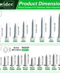 1310 Piece Magnetic 410 Stainless Wood And Drywall Screws Set With Phillips Truss Head For Size 8 And 10 Anti Corrosion High Strength Long Lasting Pro Grade For Woodworking And Home Reno dimensions chart of screw sizes and washers