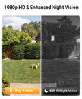 1080p HD day and 80ft IR night vision example for 8 Channel Wired Security Camera System with clear lawn view.