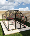 8x16 Ft Aluminum Walk-In Greenhouse with Polycarbonate Panels frame on grass
