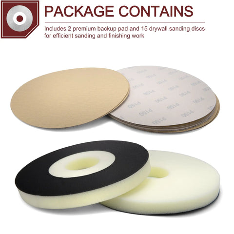 Two Pack 9 Inch Backup Pads With Hook And Loop Backing For Drywall Sanding Discs 150 Grit 15 Disc Set Compatible With Porter Cable