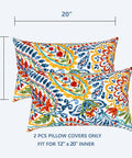 Outdoor Lumbar Pillow Covers 12x20 Inch Pack Of 2, Paisley Multi Fabric, Fade Resistant, All Weather Cushion Covers For Patio
