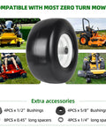 2-Pack 13x6.50-6 Flat Free Tire And Wheel For Riding Lawn Mowers Universal 13x6.5-6 Solid Rubber Tire In Centered Hub