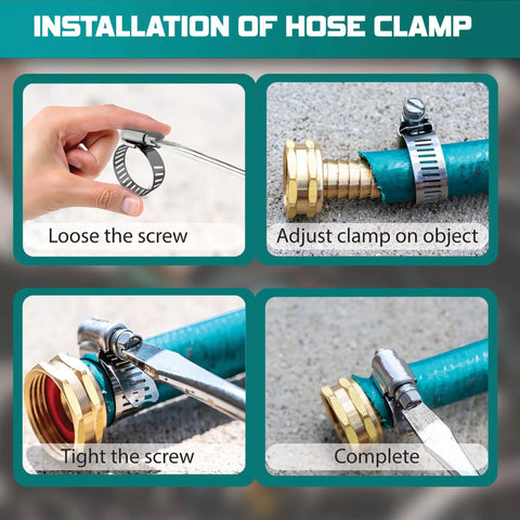 Installation steps for 20 Piece Heavy Duty Stainless Steel Hose Clamp Set For Plumbing Automotive Fuel Lines And Mechanical Use Adjustable Worm Gear Clamps 6mm To 51mm Size Range Durable Rustproof Corrosion Resistant