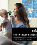 Sensian 7 Forehead 3 In 1 No Contact Infrared Thermometer For Adults And Kids, Clinically Validated And Doctor Recommended, Quick Accurate Readings, 3 Ways To Use, Safe Easy Home Health Monitoring held near baby's forehead