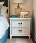 Nightstand with 10 Pack 2.5 Inch Oil Rubbed Bronze Drawer Pulls For Cabinets And Drawers Cup Pulls installed.