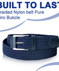 Men's Stretch Belt Elastic Woven Belt For Golf And Casual Wear, Multicolor Braided Gift Belt, Beige, One And Three-Eighths Inch