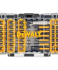 DEWALT 40-piece screwdriver bit set in clear storage case, front view