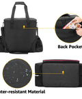 Heavy Duty Big Buddy Heater Carry Bag With Thick Padded Interior And Anti Slip Bottom Multiple Pockets Extra Durable Portable Storage Case For MH18B Propane Heater Fits Buddy Heaters Perfectly Bag Only shows front view, close-up of water-resistant material, and back pocket detail.