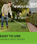 Person using 80V Brushless Cordless String Trimmer With 16 Inch Cut, 0.080 Inch Dual Line, Variable Speed, Lightweight Build