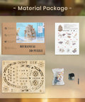 Lit Up 3D Ferris Wheel Wooden Puzzle For Adults With Built In Music Box And LED Illumination 222 Piece Model Building Kit With Storage Drawer, parts and instructions
