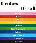 Ten Pack Colorful Masking Tape Set Easy Tear, 1 Inch Wide By 13 Yards Each, 390 Feet Total, vibrant rainbow colors displayed
