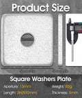 Grab You 30 Pack Of Heavy Duty Galvanized Square Washers With A Bold Silver Finish Designed For Major Construction And Industrial Gear To Stop Screws From Loosening During Any Tough Job, showing dimensions and details.