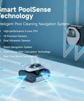 Heavy Duty Cordless Robotic Pool Cleaner with Badass 8000 GPH Suction and Waterline Scrubbing featuring Smart PoolSense Technology.