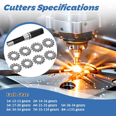 7/16 Inch R8 Shank Milling Arbor And Gear Cutter Holder with gear cutter set on CNC machine in action