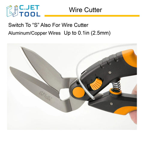 C.JET TOOL heavy-duty 10in scissors with orange and black soft-grip handles and stainless-steel blades