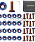 6063 T6 Hard Aluminum Fender Washer Set, CNC Machined, 20 Pieces, Stainless Screws, Sleek PVD Burnt Blue Finish