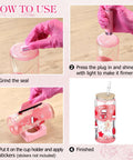Instruction steps using Snow Globe DIY Tumbler Tool Kit For Beginners With 15 Piece Essentials and Storage Box Pink Includes Squeeze Bottle Funnels Tweezers Measuring Cup Gloves Alcohol Pads Silicone Coaster Mini Flashlight and Craft Accessories.