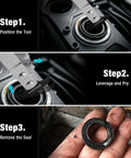 Duratech seal puller with heat-treated steel, blackened head and chrome shaft for automotive seal removal