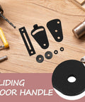 Heavy Duty Precision Mounting Black And Carbon Steel Barn Door Handle Sliding Door Pull components on wood surface
