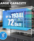 Built Tough Hella Spacious 72 Cubic Foot Commercial Refrigerator 82 Inch Wide stainless steel with large capacity display.