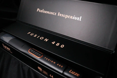 Fusion 480 Hair Straightener With High Heat Power in opened box, showing branding and product details.