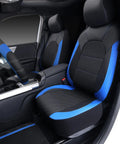 Air Mesh Leather Car Seat Cover Full Set With Waterproof Floor Mats And Sporty Steering Wheel Cover 14.5 To 15In Universal Fit