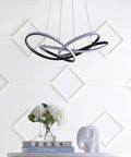 25 Inch Black Modern Abstract LED Pendant Light With Integrated Dimmable Function Metal Chandelier over table