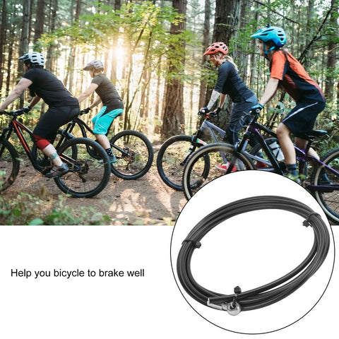 Cyclists riding in forest and 2M Hydraulic Disc Brake Hose For Magura MT4 MT4E MT5 Dope Replacement Tube shown in detail