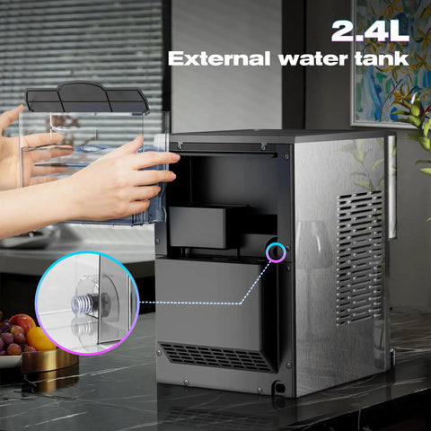 Installing water tank in Countertop Nugget Ice Maker With 44 Lbs Per Day Output, Self Cleaning, One Touch Operation, Silver.