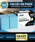 Top Shelf Extra Large Disposable Bed Pads Designed To Quickly Absorb And Lock Fluid Without Leaking For Adult Incontinence Or Puppy Training Heavy Duty Super Absorbent Underpads Keep Bedding Pristine And Fresh Daily stacked beside the box.