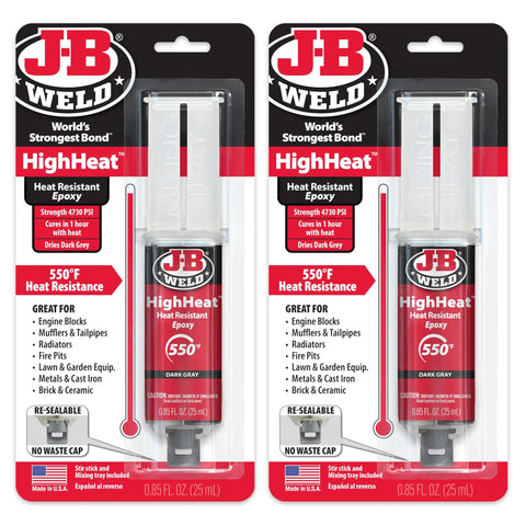 High Heat Epoxy Syringe Twin Pack 25ml Each Dark Grey That Delivers A Tough-As-Nails Bond Up To 550 F, Two-Part 1:1 Mix Delivers 4730 PSI